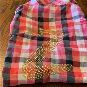 Zumba plaid button down shirt with studs